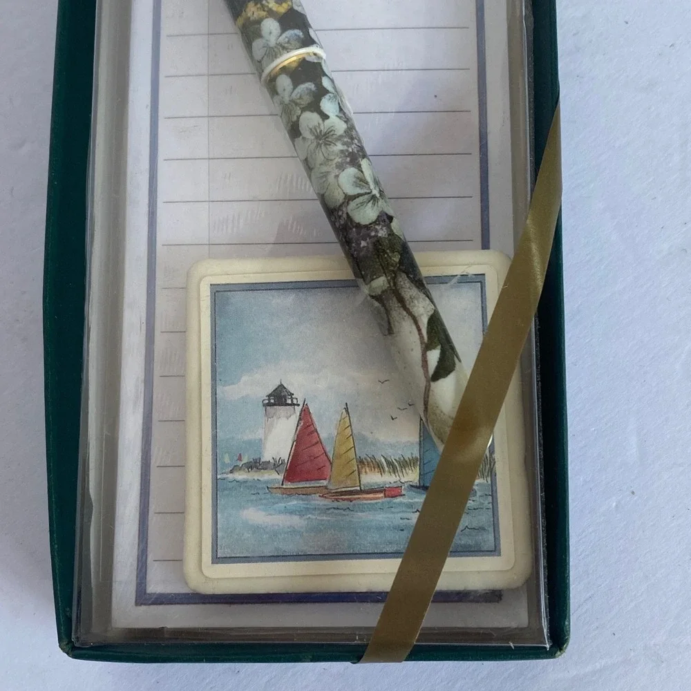Pat Richter Pen Set New Lighthouse Magnet Notepad 2004 Sailboat